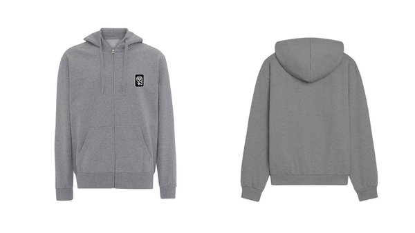 Qarma Owl Patch Zipped Hoodie - Grey (TS169)