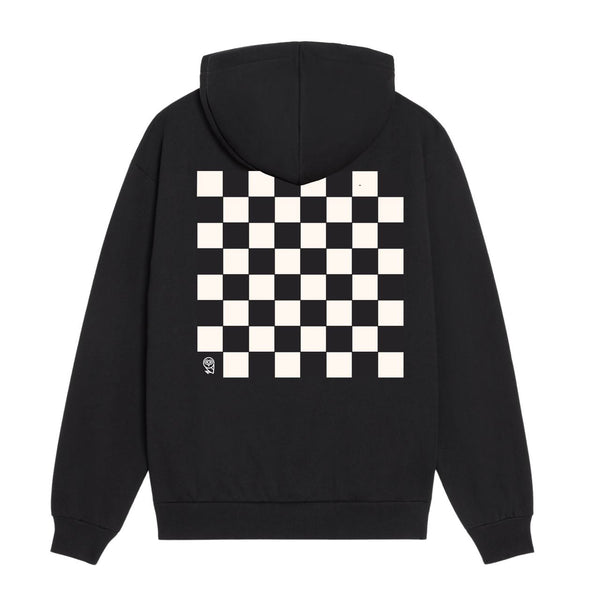 Qarma Ruums Chessboard Zipped Hoodie - Black (TS171)