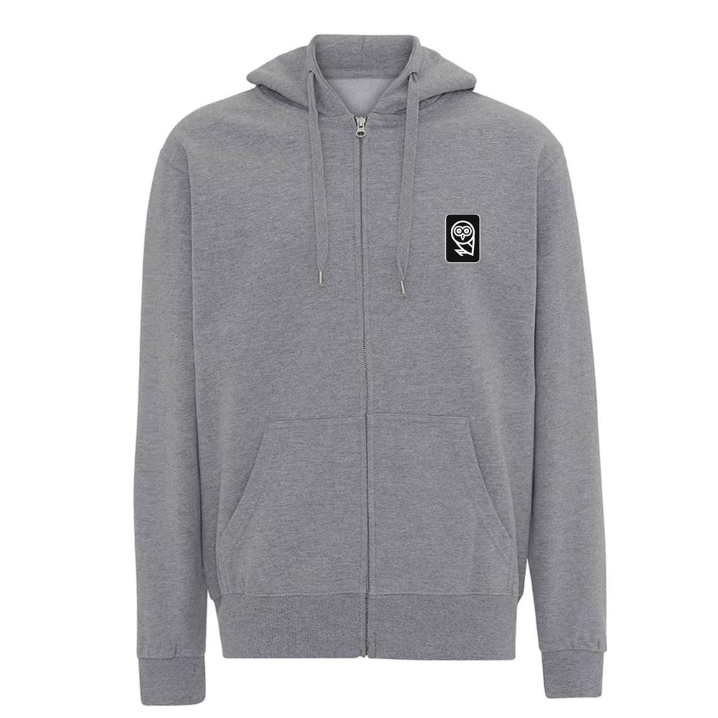 Qarma Owl Patch Zipped Hoodie - Grey (TS169)