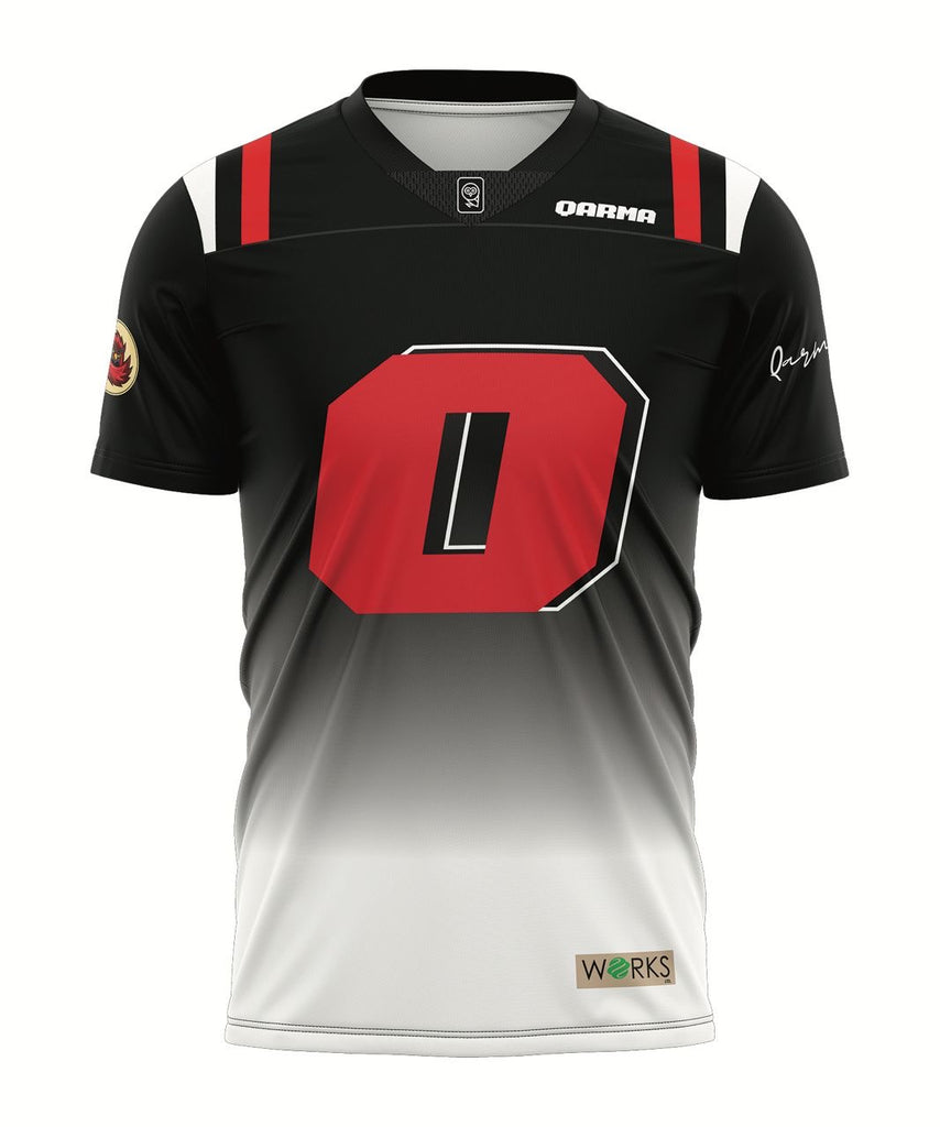 Qarma Works American Football Jersey 2 - Black-White/Red (TS147)