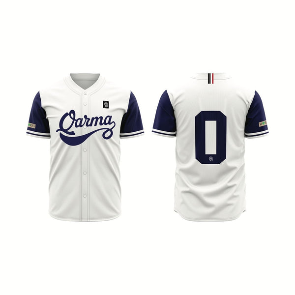 Qarma Works "Baseball 3" - White/Blue (TS127)