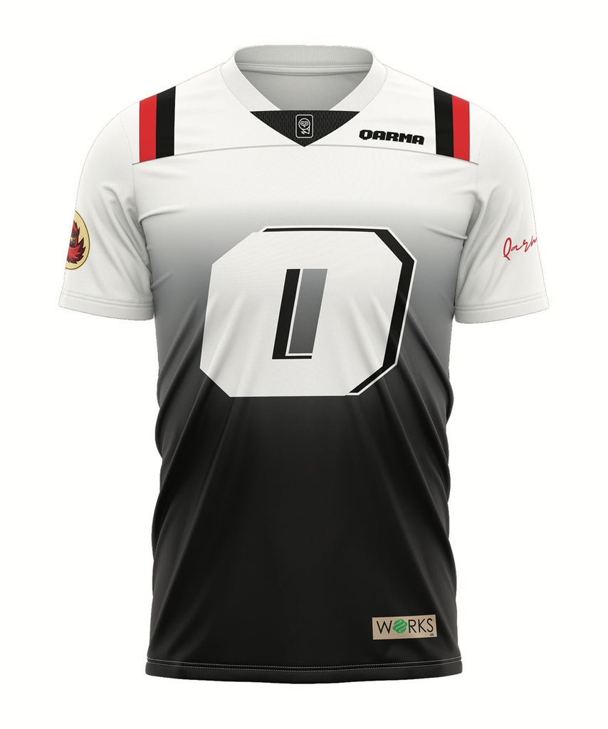 Qarma Works American Football Jersey 2 - White-Black/White (TS146)