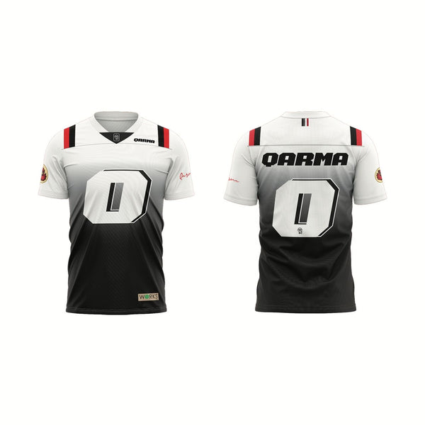 Qarma Works American Football Jersey 2 - White-Black/White (TS146)