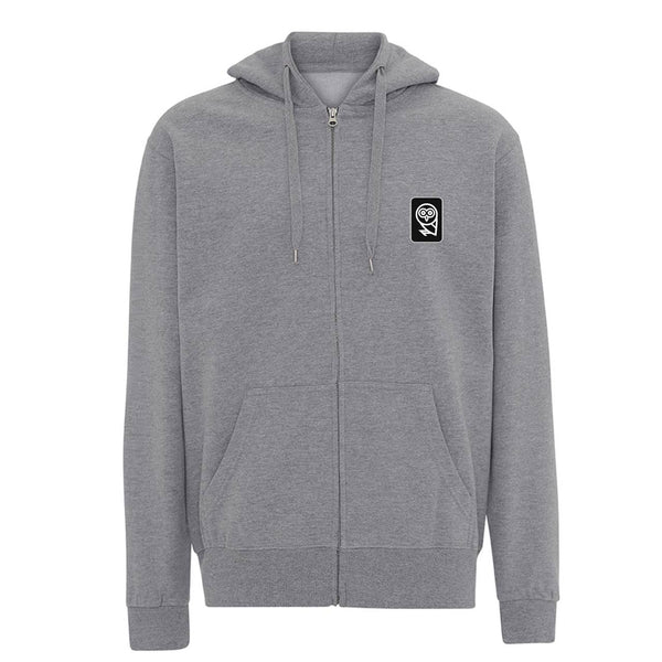 Qarma Owl Patch Zipped Hoodie - Grey (TS169)